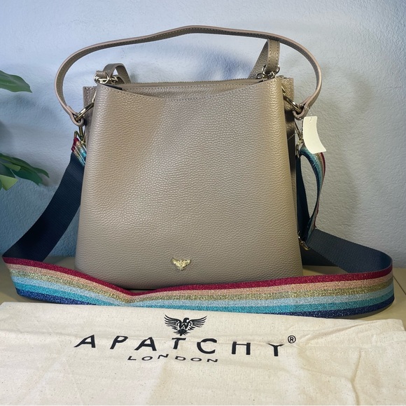 APATCHE LONDON TAUPE LEATHER TOTE BAG - Picture 1 of 13